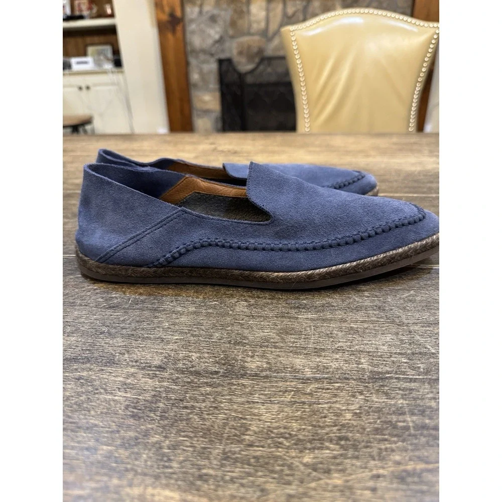 Aquatalia Men's Nick Suede Loafer MADE IN ITALY Steel Blue Slip On Size‎ 10